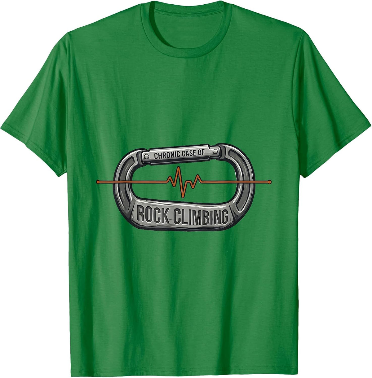 Men's Chronic Case Of Rock Climbing Hobby Heartbeat EKG Pulse Line T-Shirt - Kelly Green