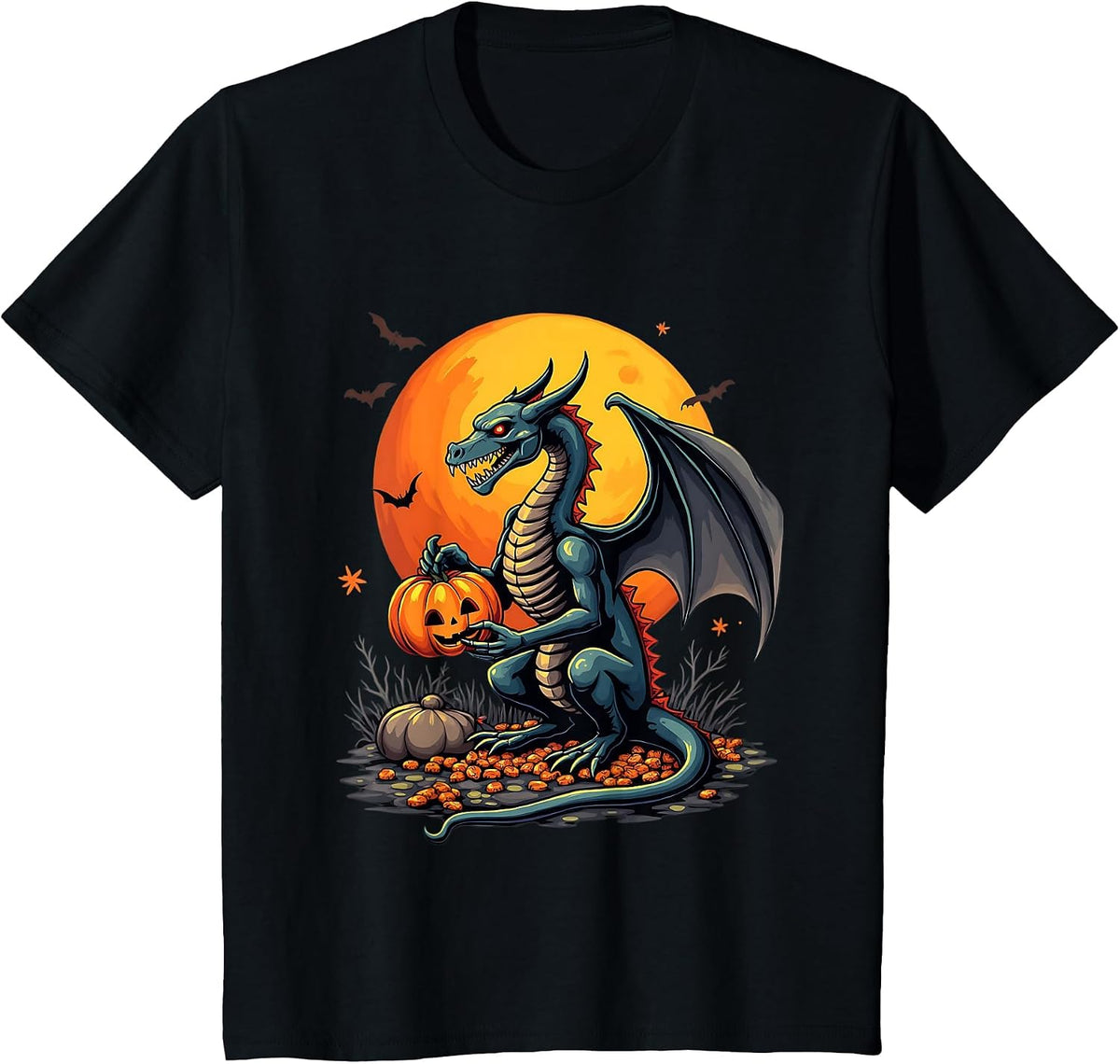 Dragon Halloween Dragon Pumpkin Costume Spooky Men Women Kid T-Shirt - Black