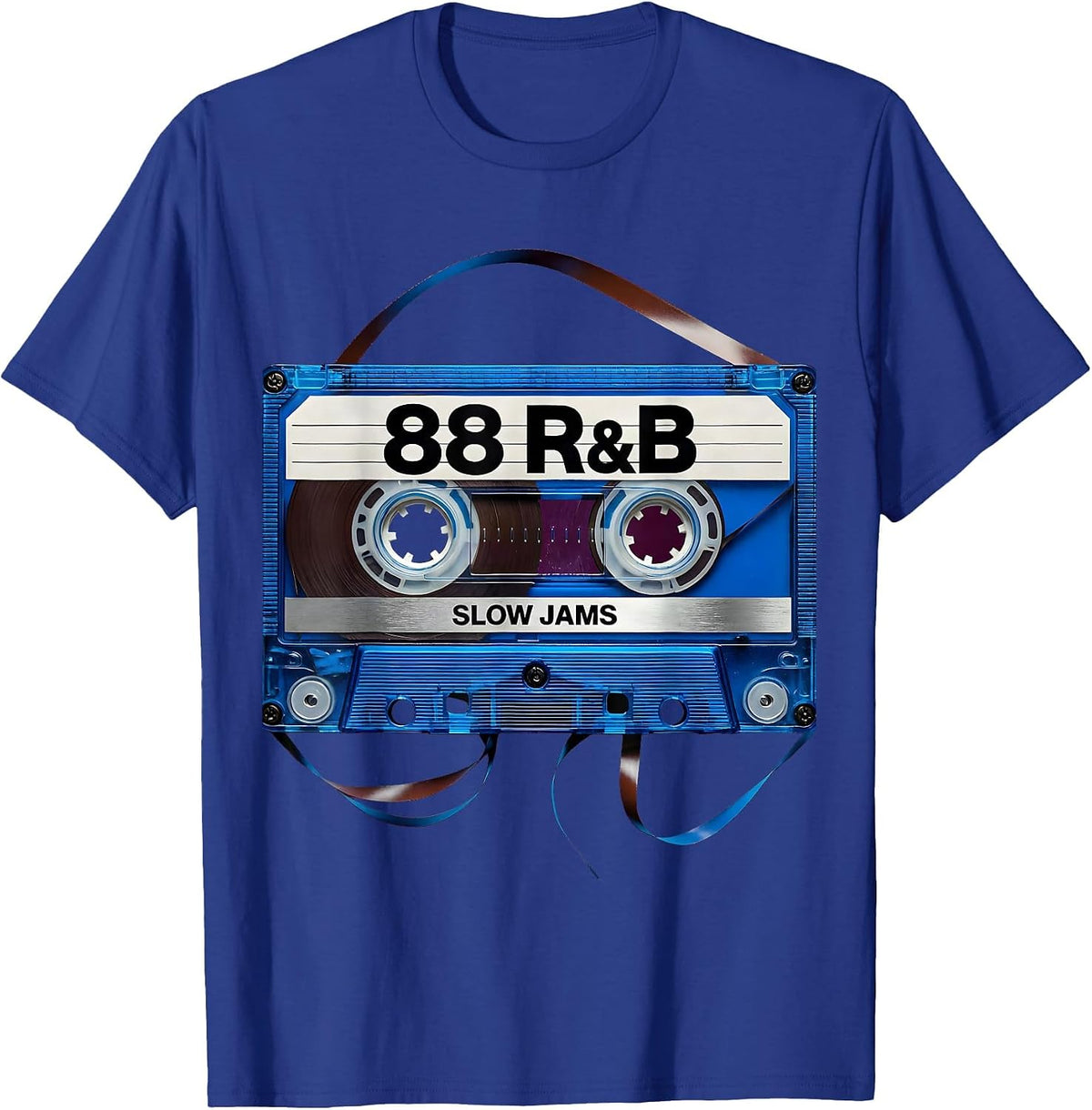 Men's 88 R&B Slow Jams Retro Cassette Deck Old School Mixtape T-Shirt - Royal Blue