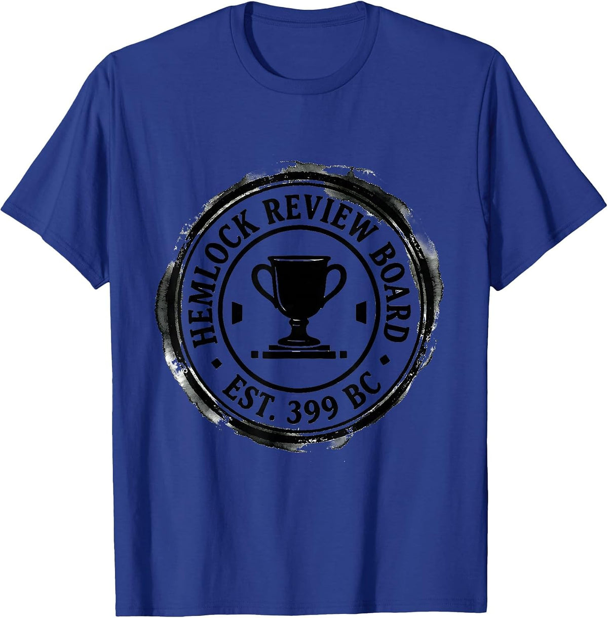Men's Hemlock Review Board Est 399 BC Ironic Stoic Philosopher T-Shirt - Royal Blue