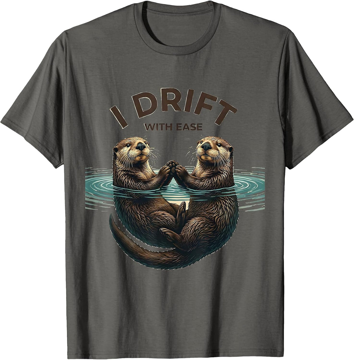 Men's I Drift With Ease Funny Sea Otter Lover Humor Gift T-Shirt - Asphalt Grey