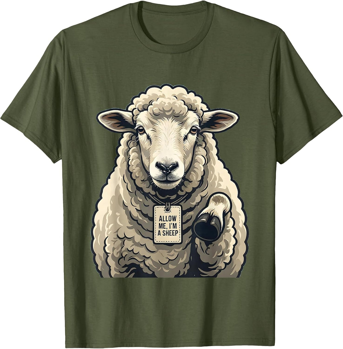 Allow Me, I'm A Sheep Funny Sheep Costume Halloween Party T-Shirt - Olive Green