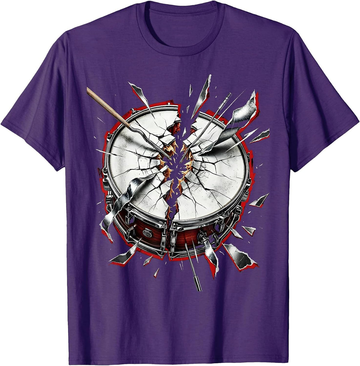 Cracked Snare Drum Graphic Design T-Shirt - Purple