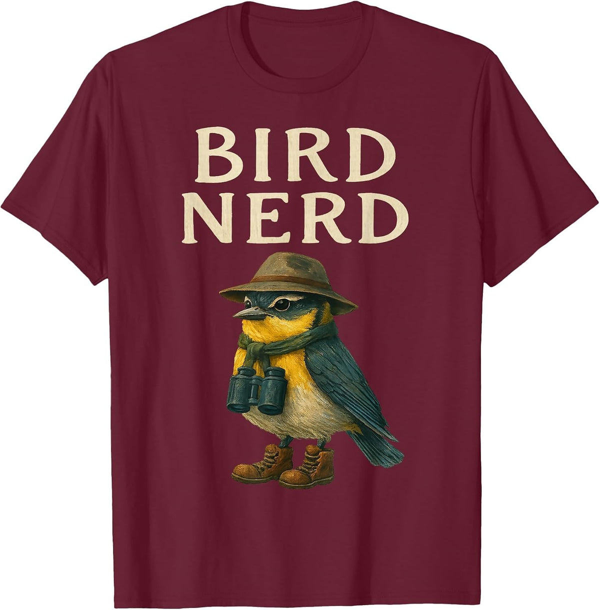 Bird Nerd Birding Bird Watching Watcher T-Shirt - Burgundy