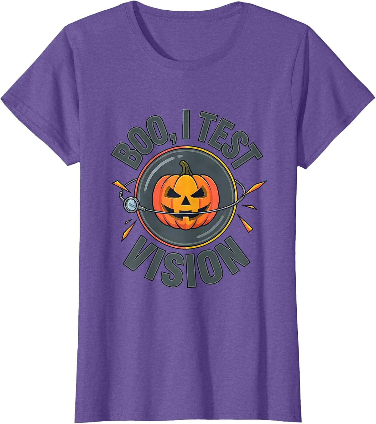 Boo I Test Vision Funny Optometrist Eye Doctor Halloween T-Shirt - Purple Heather