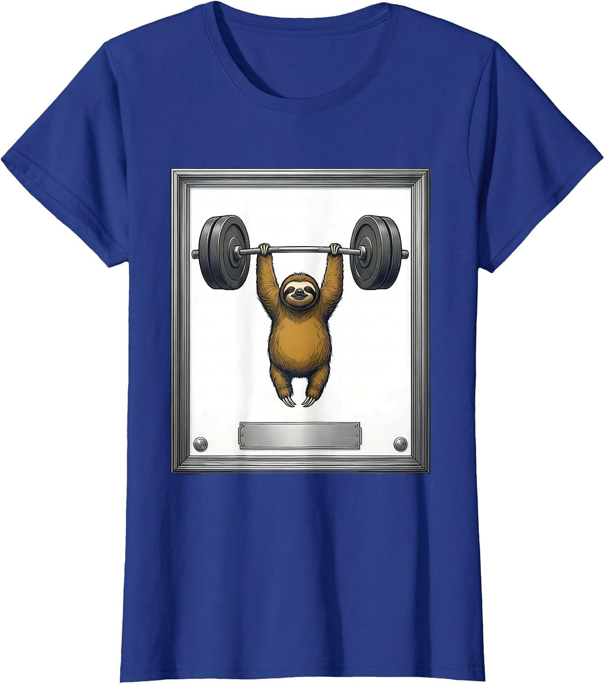 Women's Sloth Weightlifting Funny Gym Humor Animal Workout T-Shirt - Royal Blue