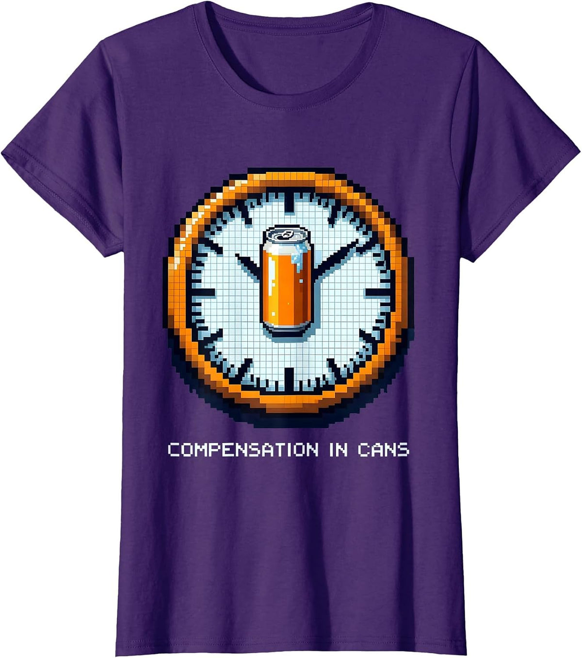 Women's Compensation In Cans Pixel Art Funny Beer Lover Labor Day T-Shirt - Purple