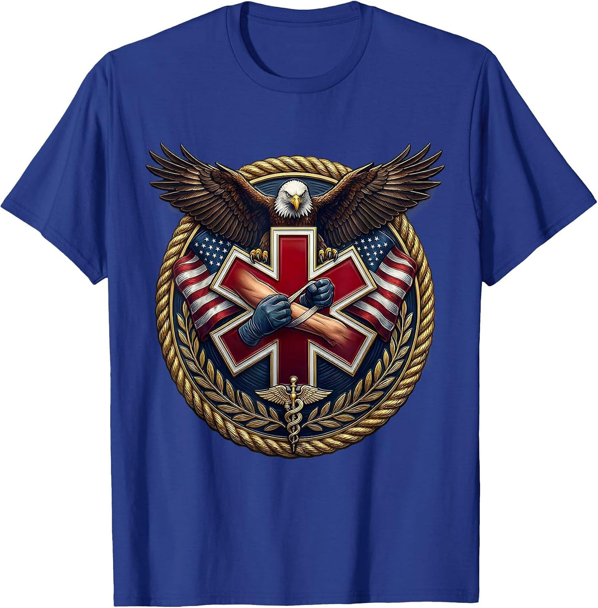EMT Tourniquet Application Graphic Design T-Shirt - Royal Blue