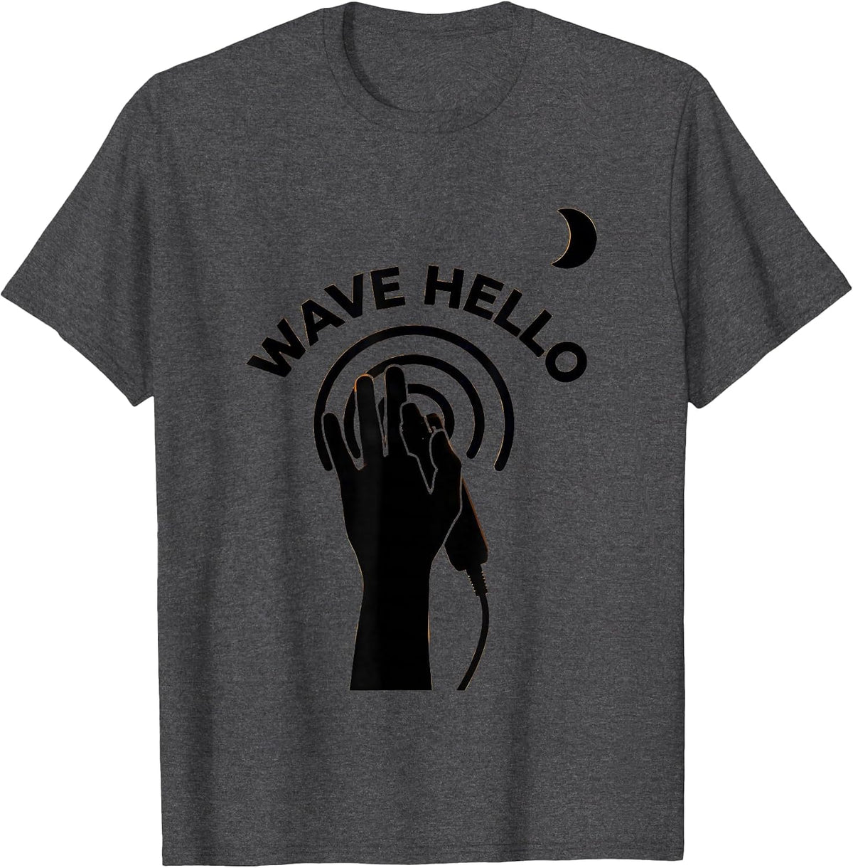 Men's Wave Hello Ultrasound Tech Sonographer Humor Appreciation T-Shirt - Dark Heather Grey