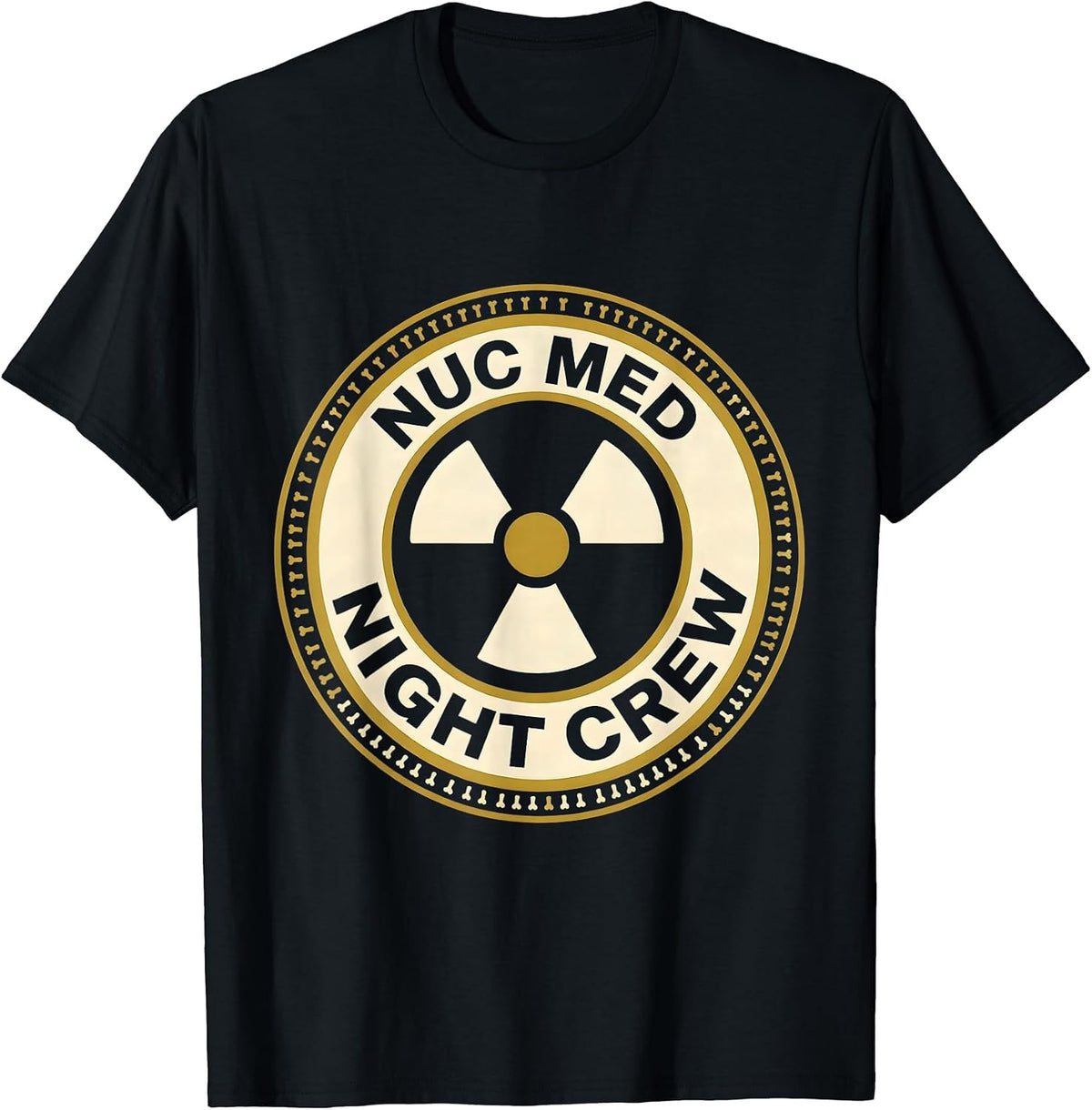 Men's Nuc Med Night Crew Radiation Tech Halloween Workplace Humor T-Shirt - Black