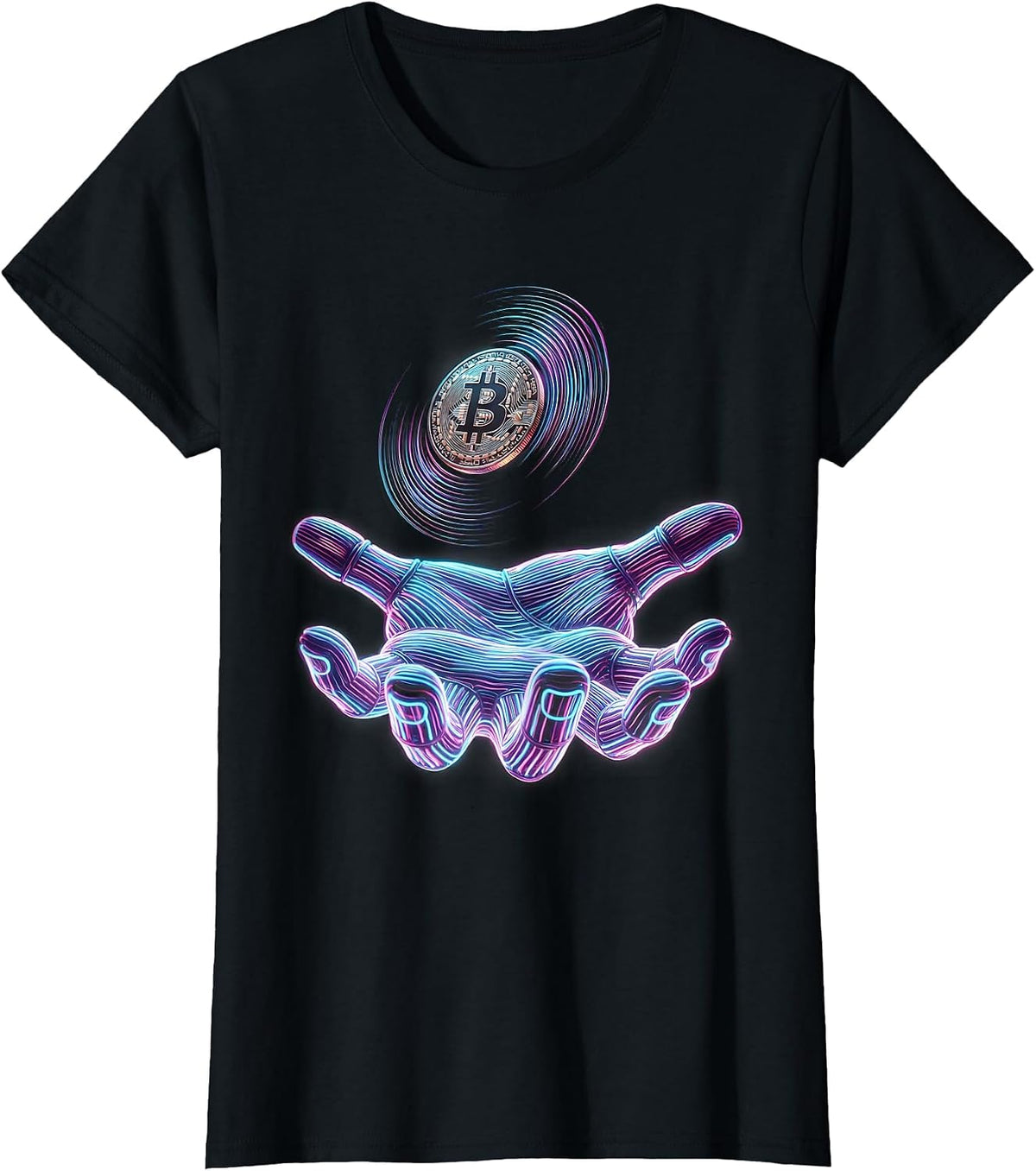 Women's Coin Flip Gambling Graphic Tee T-Shirt - Black