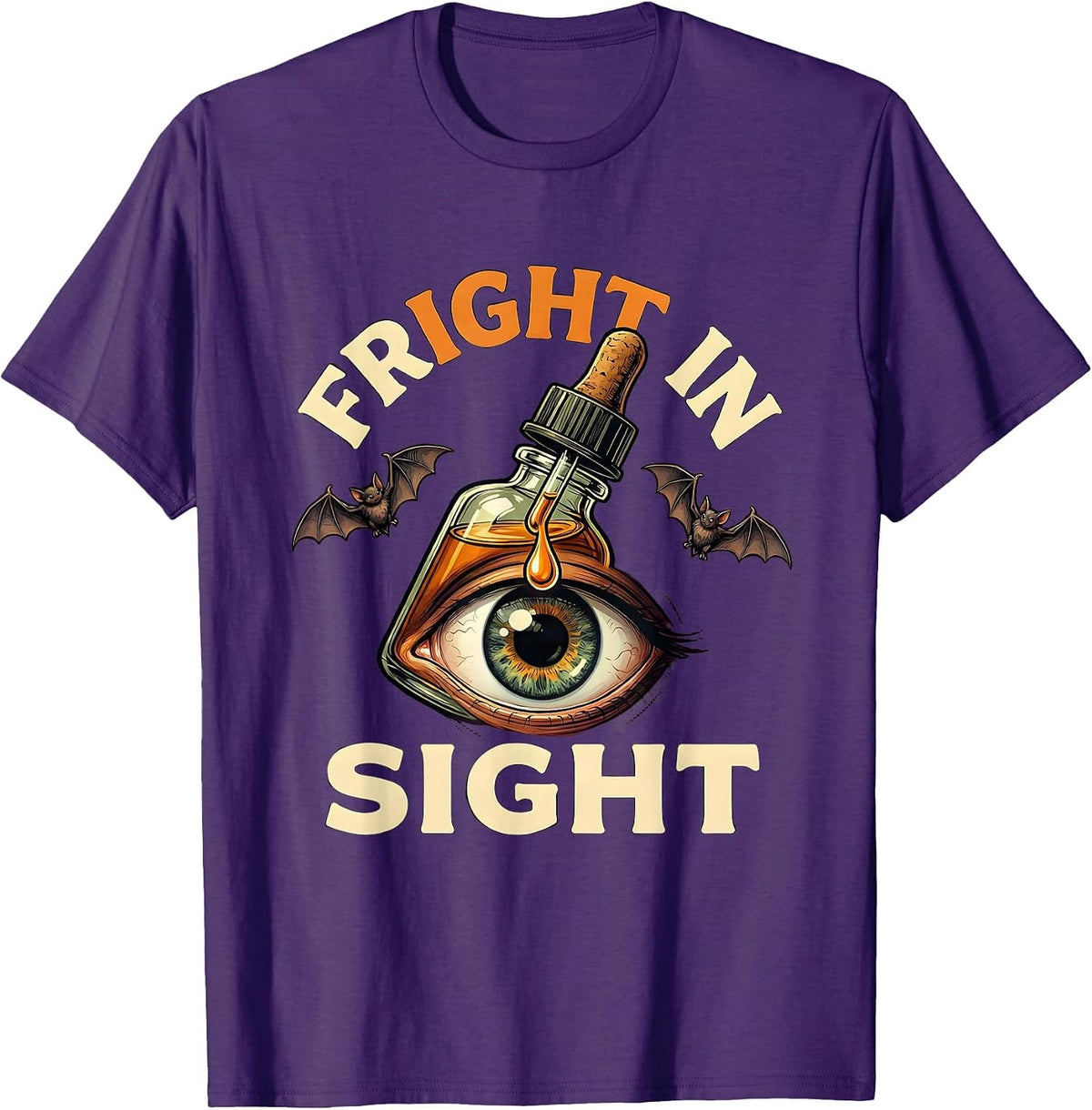 Fright in Sight Halloween Optometrist Eye Doctor Humor T-Shirt - Purple