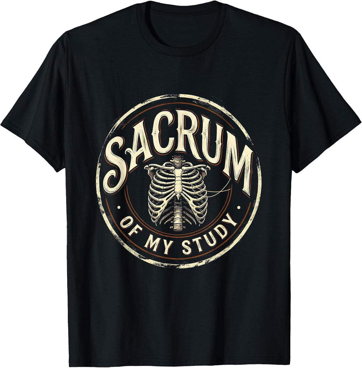 Men's Sacrum of My Study Distressed Massage Therapist LMT Humor T-Shirt - Black