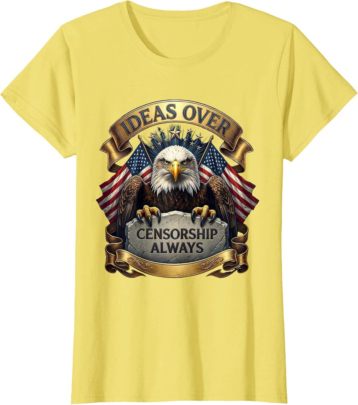 Women's Ideas Over Censorship Always Free Speech Design T-Shirt - Lemon Yellow