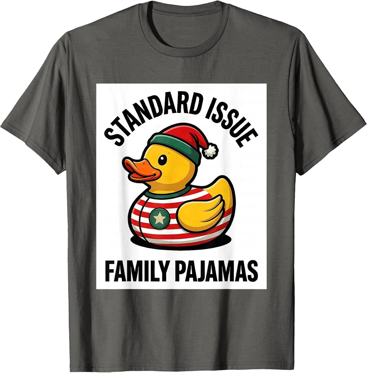 Standard Issue Family Pajamas Funny Rubber Duck Christmas T-Shirt - Asphalt Grey