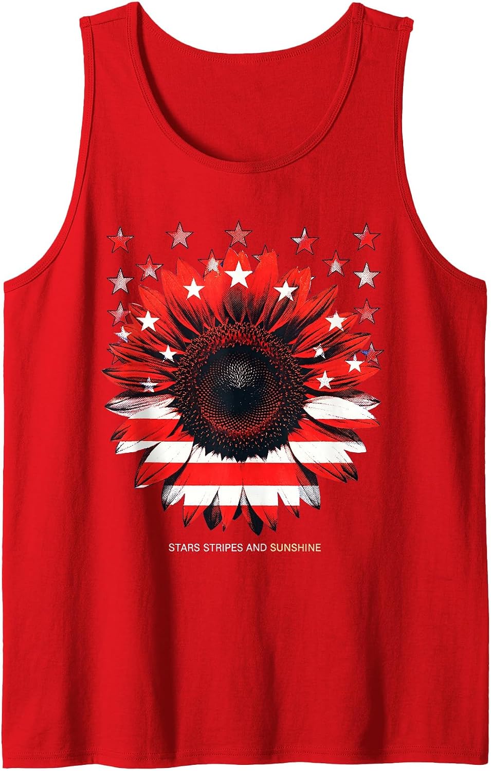 Stars Stripes and Sunshine Red White Blue Design Tank Top - Red