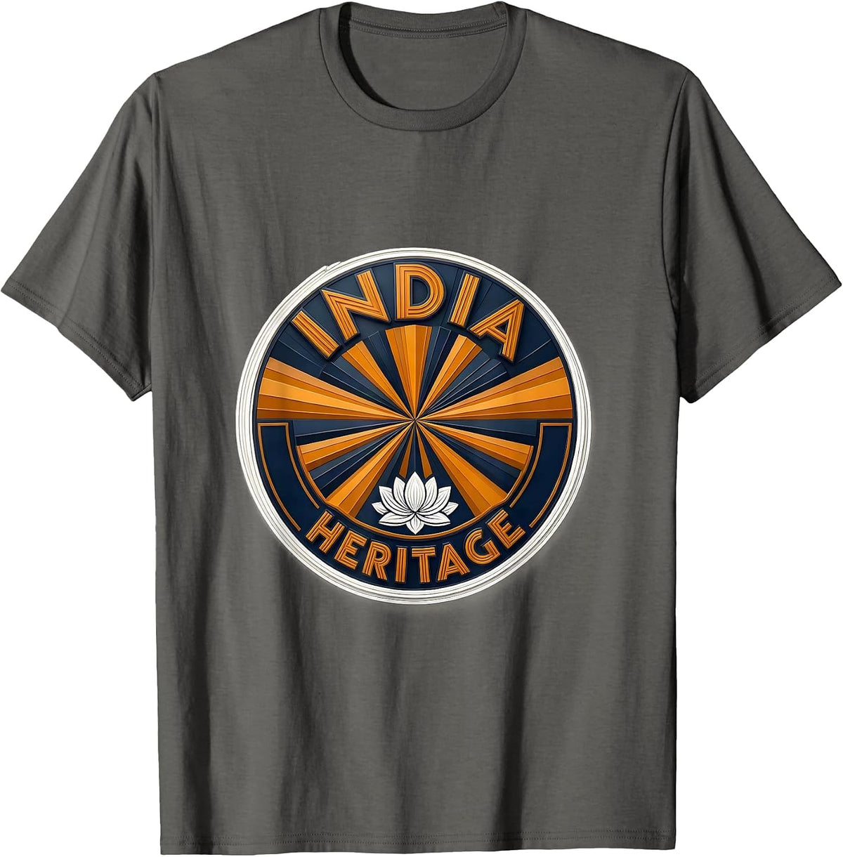 INDIA HERITAGE Vintage Patriotic India National Pride T-Shirt - Asphalt Grey