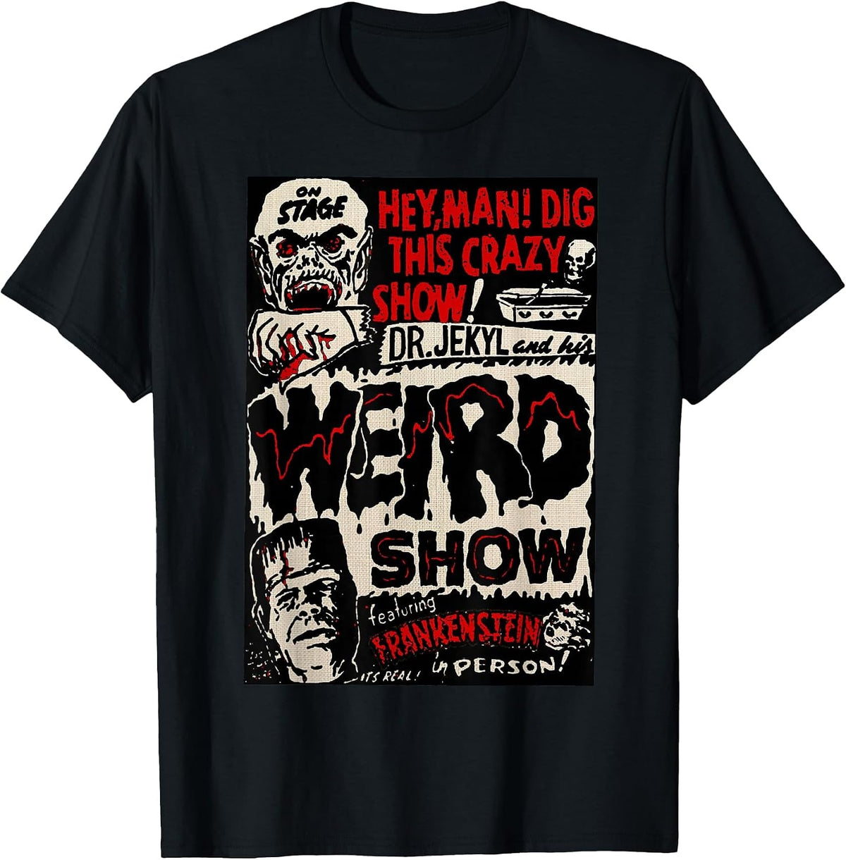 Horror Movie Monster Vintage Halloween Frankenstein T-Shirt - Black