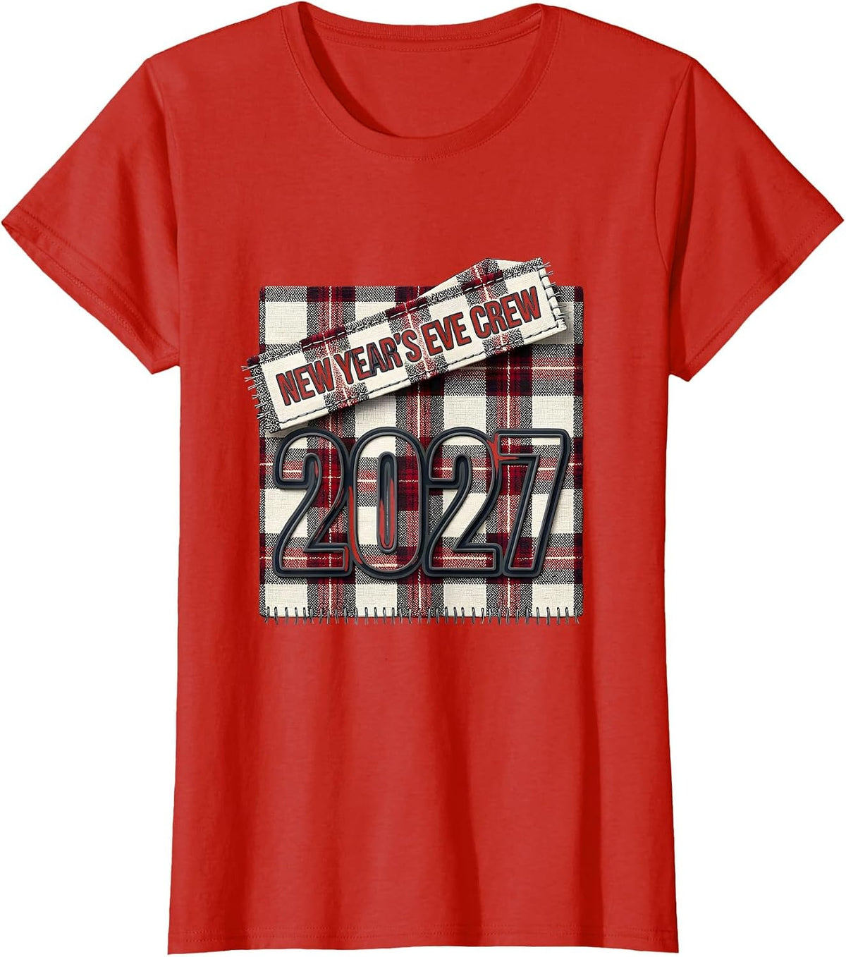 Women's New Year's Eve Crew 2027 Family Matching Holiday Keepsake T-Shirt - Red