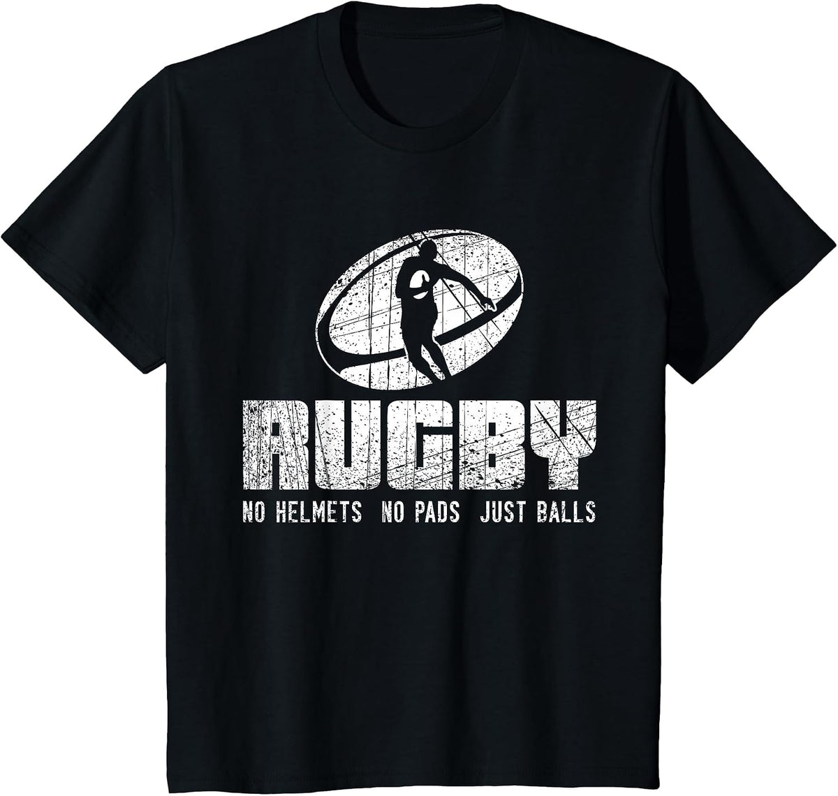 Rugby No Helmet No Pads Just Balls Shirt - Funny Rugby Quote T-Shirt - Black