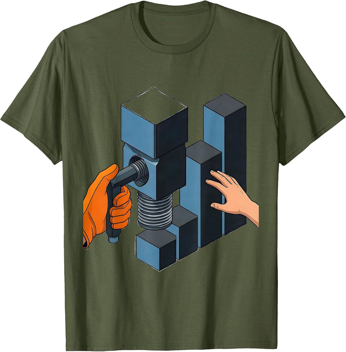 Pipe Threading Die Funny Plumber Dad Joke Gift T-Shirt - Olive Green