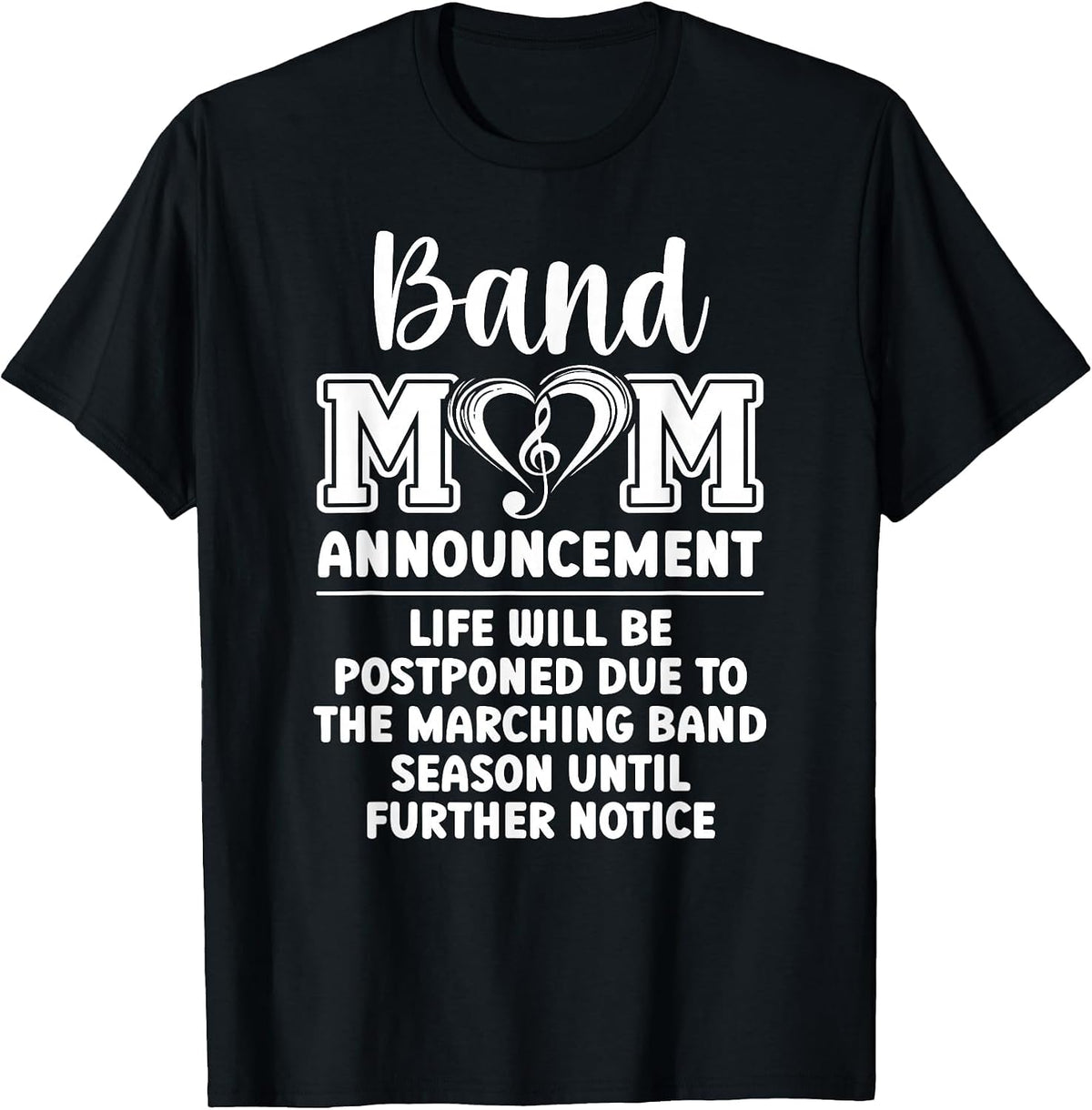 Band Mom Announcement Marching Band Mother T-Shirt - Black