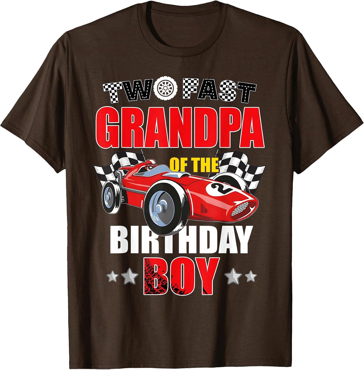 Grandpa of The Two Fast 2nd Birthday Boy Racing Car Family T-Shirt, Men, Brown, 3X-Large - As Pictured