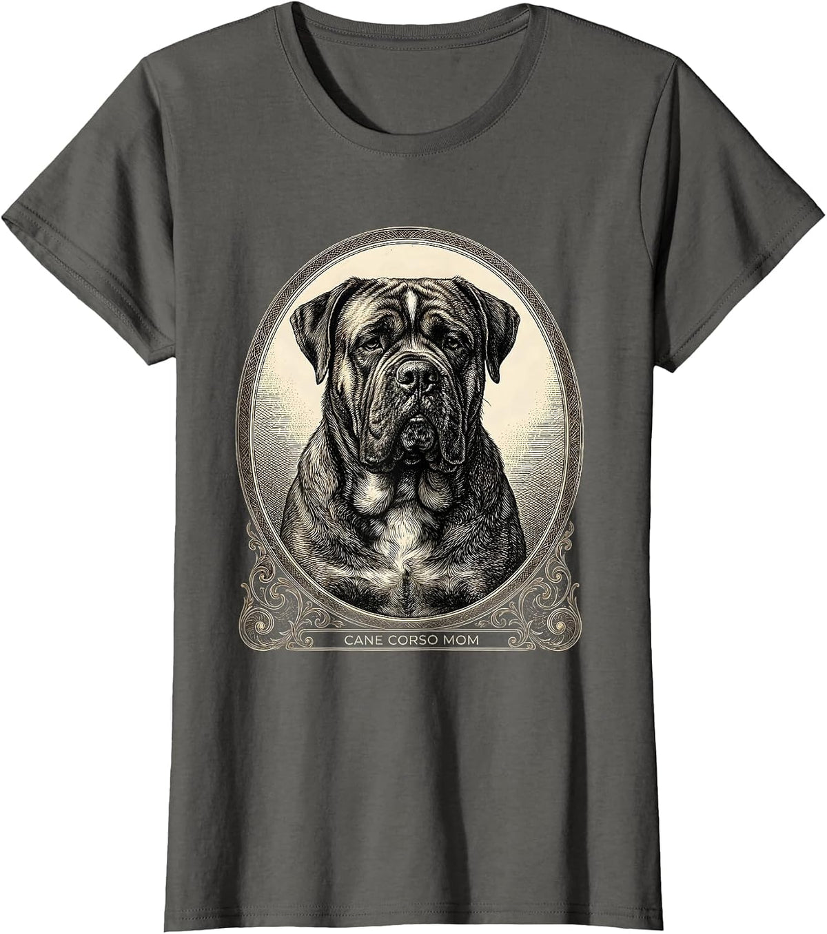 Women's Cane Corso Mom Sentimental Dog Owner Pride Crosshatch T-Shirt - Asphalt Grey