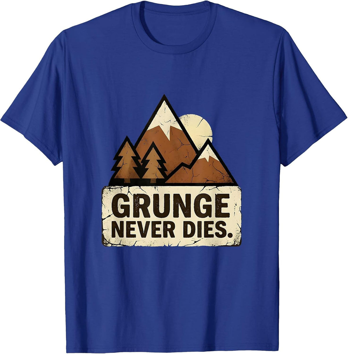 Grunge Never Dies Mens 90s Rock Music Design T-Shirt - Royal Blue