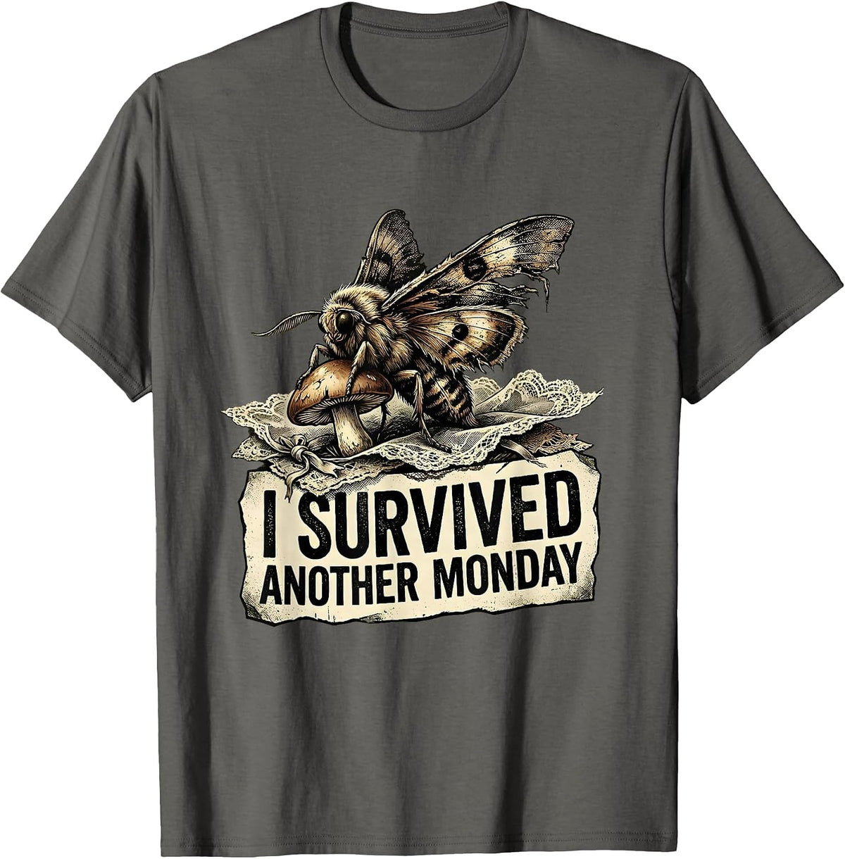 I Survived Another Monday Labor Day Humor Design T-Shirt - Asphalt Grey