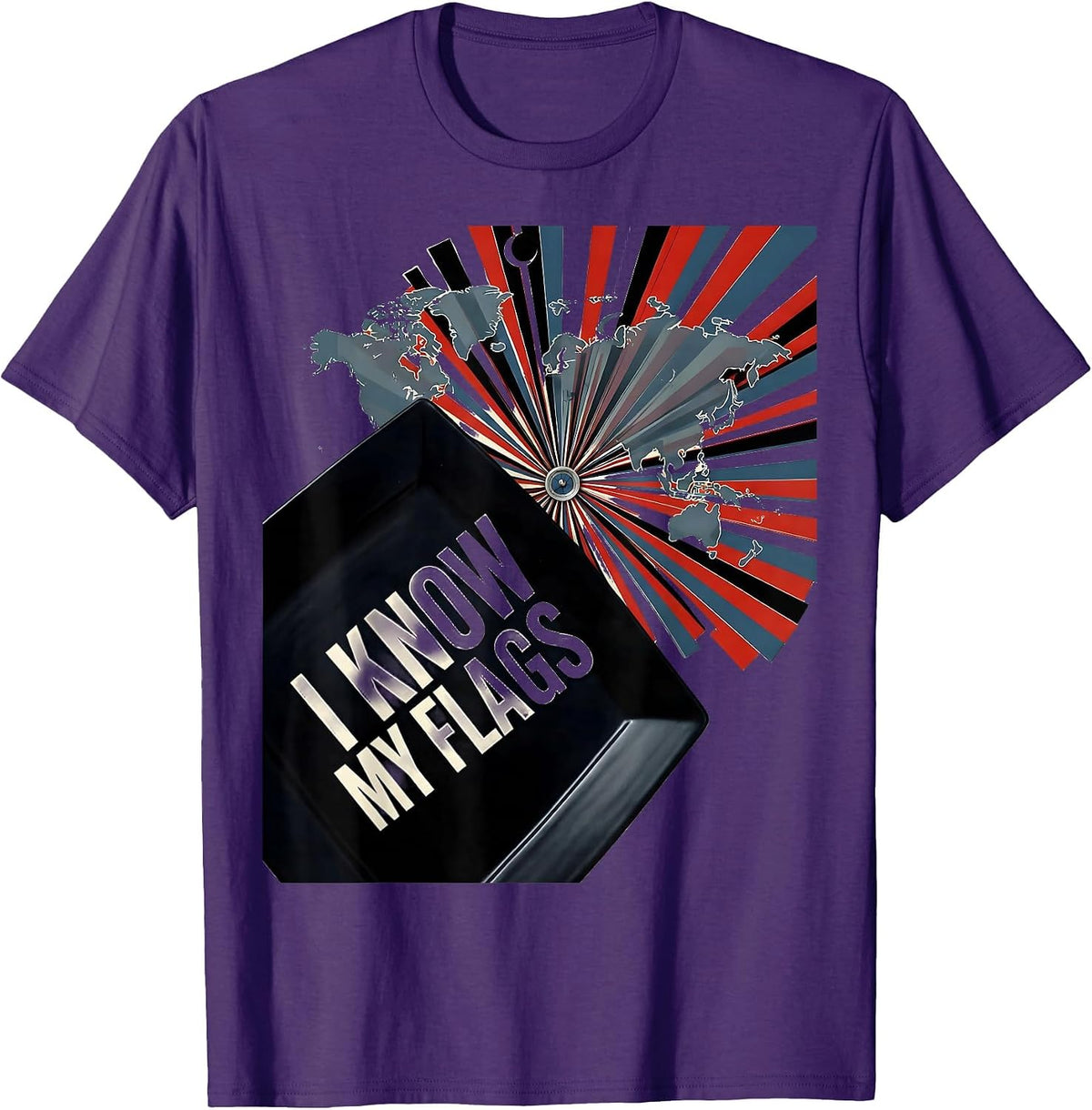Men's I Know My Flags Constructivist Geography Enthusiast Teacher T-Shirt - Purple