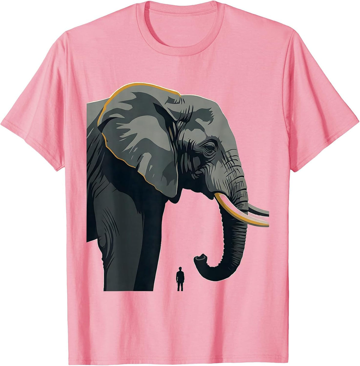 Men's Elephant Shoulder Editorial Conceptual Animal Lover Gift T-Shirt - Pink