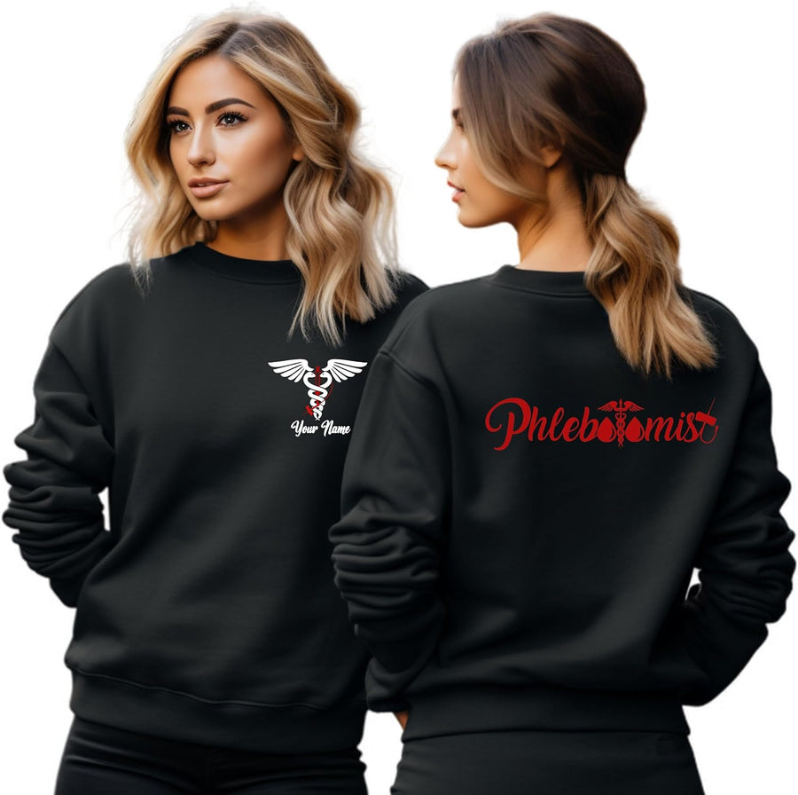 TRENDFACE Custom Phlebotomist Sweatshirt, Personalized Medical Sweater, Phlebotomy Tech Shirt, Gift For New Phlebotomist,