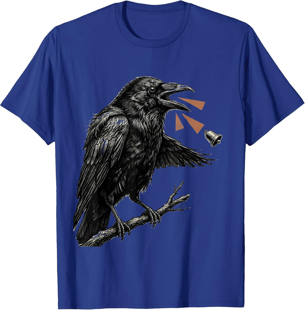 Men's Crow Perched Bird Lover Dark Humor Gothic Illustration T-Shirt - Royal Blue