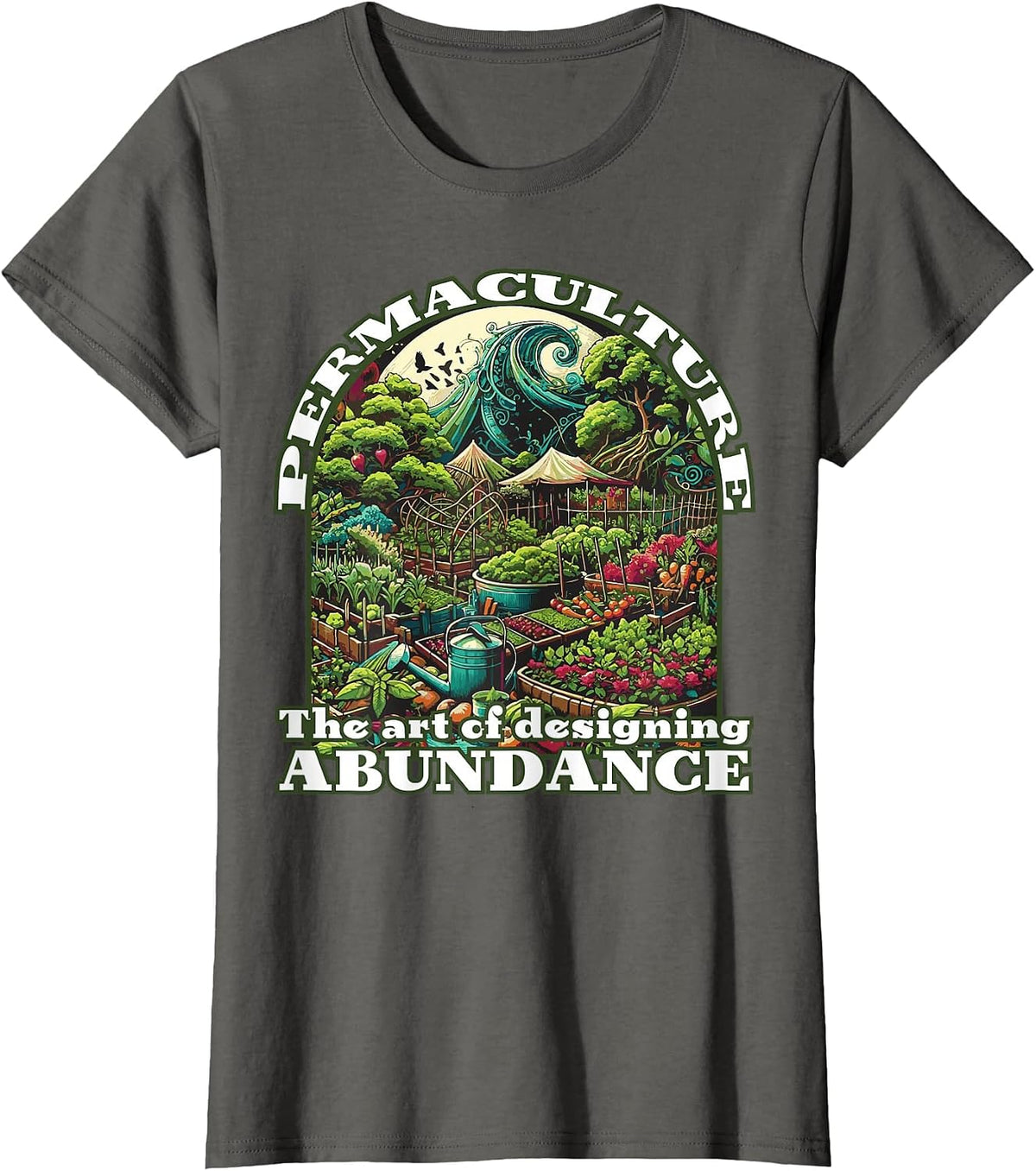 Permaculture Garden Food Forest Design T-Shirt - Asphalt Grey
