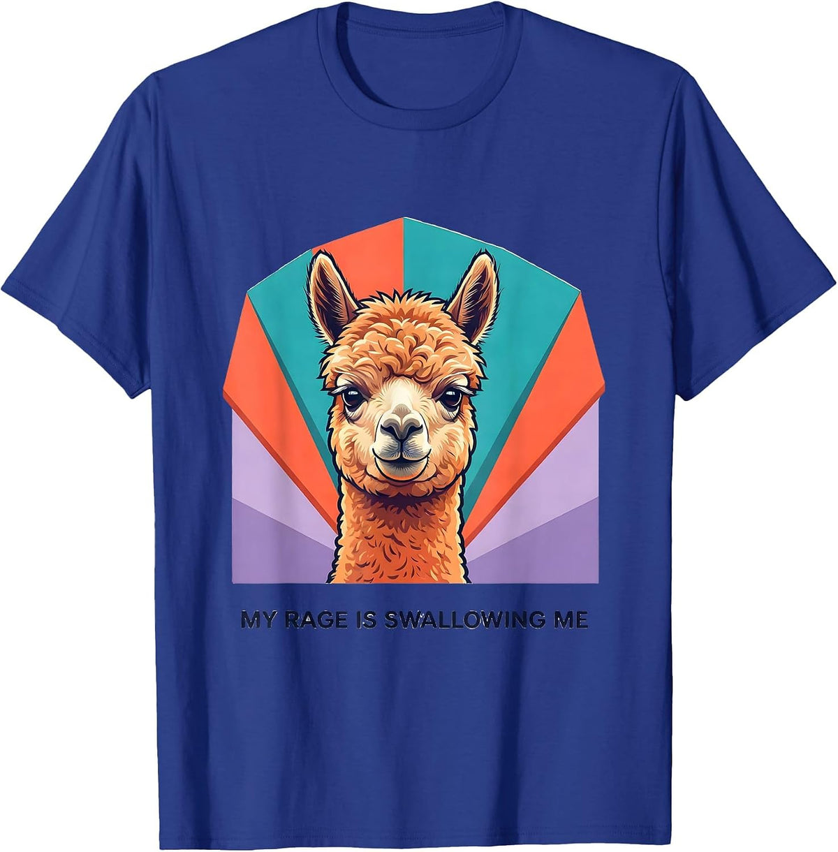 My Rage Is Swallowing Me Funny Llama Animal Meme Humor T-Shirt - Royal Blue