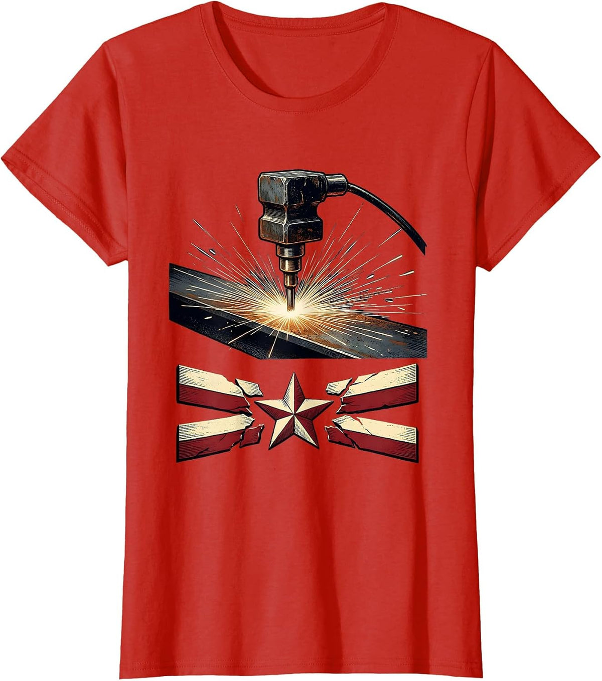 Welding Electrode Holder Patriotic Oilfield Worker Pride T-Shirt - Red