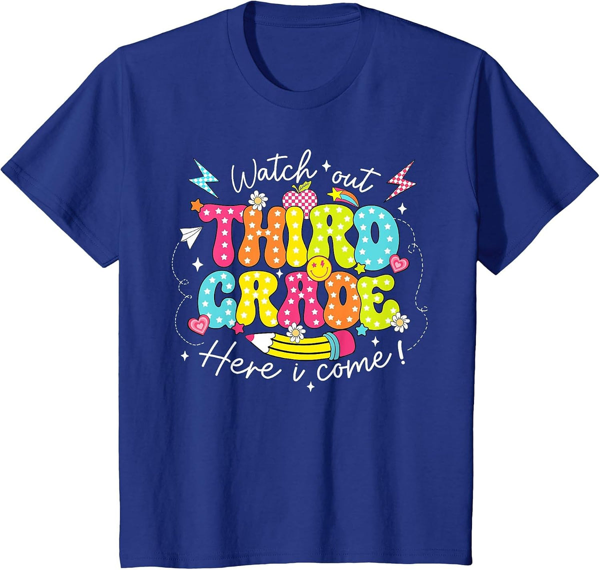 Back to School Watch Out Third Grade Here I Come Pencil T-Shirt - Royal Blue