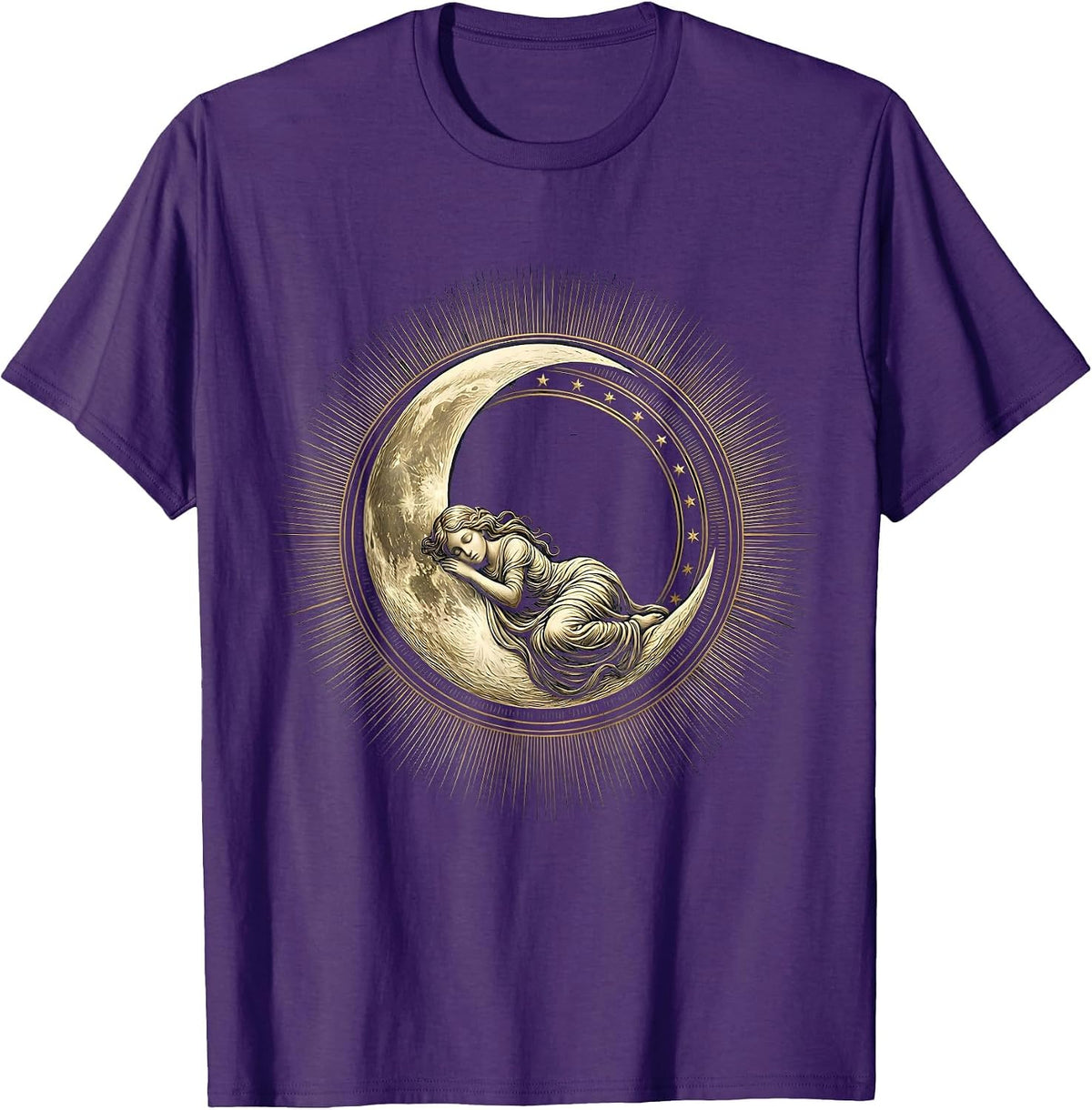 Men's Crescent Moon Sleeping Woman Celestial Art T-Shirt - Purple