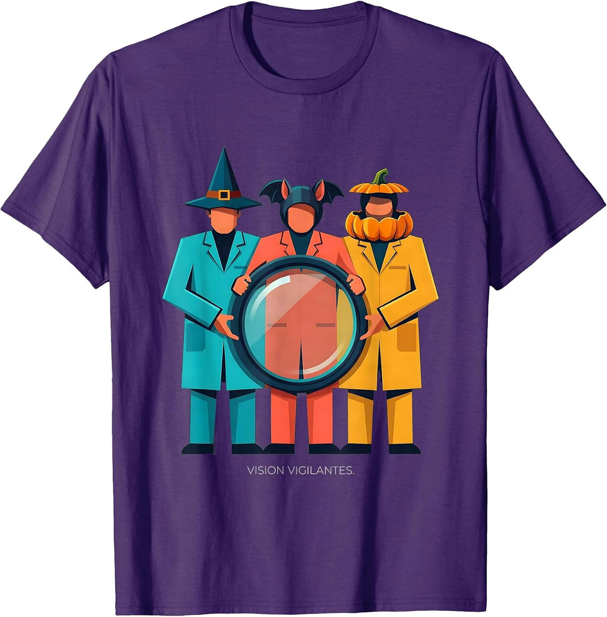 Men's Vision Vigilantes Flat Vector Halloween Optometrist Eye T-Shirt - Purple