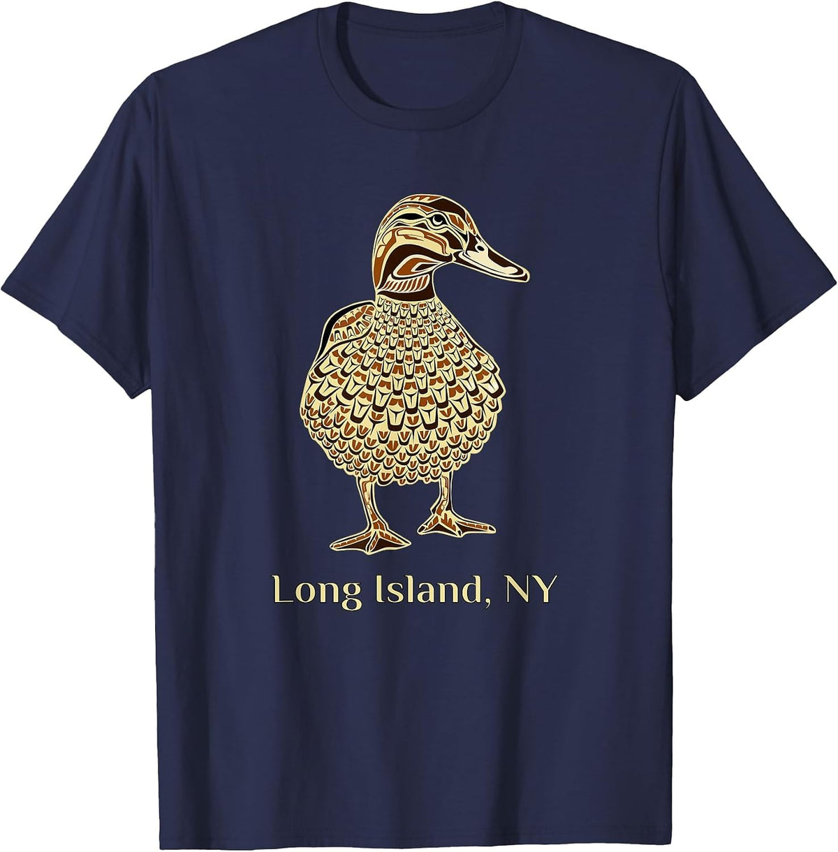 Long Island NY Native American Mallard Duck Birdwatching T-Shirt - Navy Blue
