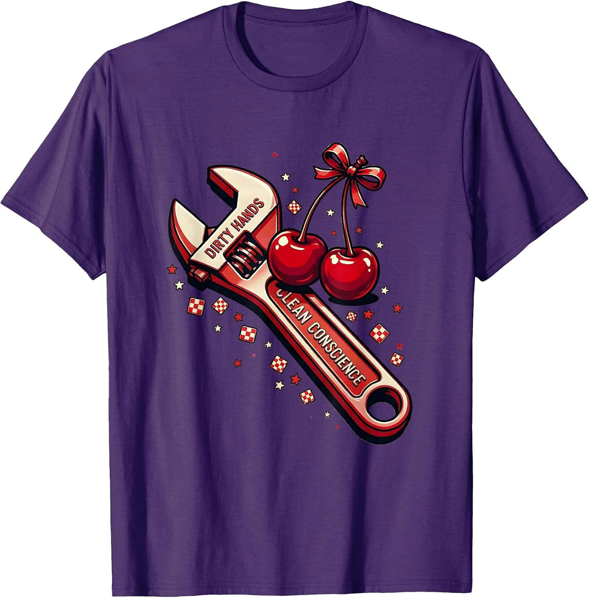 Dirty Hands Clean Conscience Mechanic Design T-Shirt - Purple
