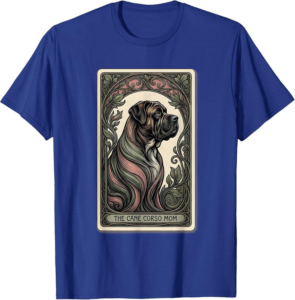The Cane Corso Mom Art Nouveau Dog Mom Tarot Card Portrait T-Shirt - Royal Blue