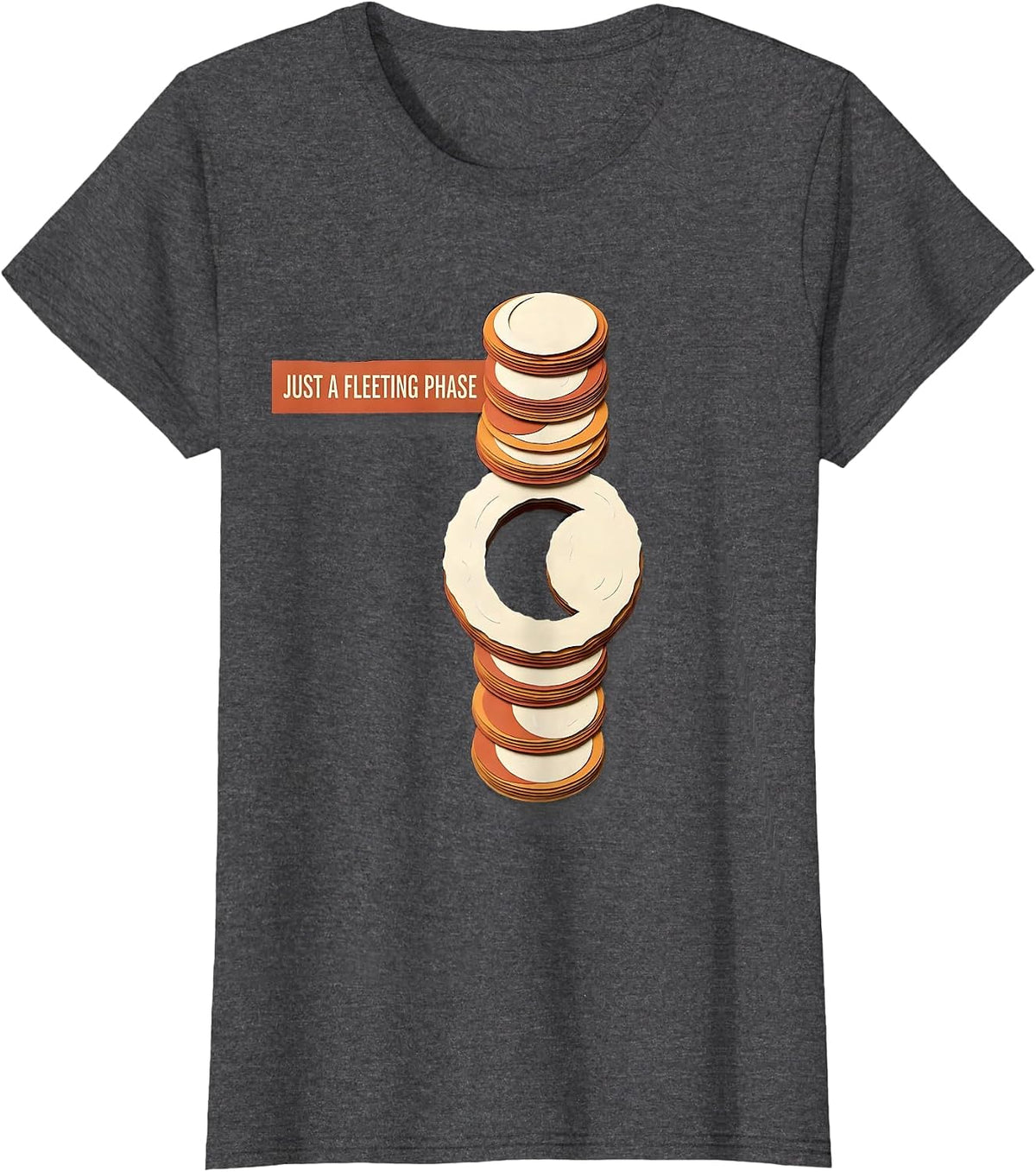 Women's Just A Fleeting Phase Paper Cutout Lunar Cycle Astronomy T-Shirt - Dark Heather Grey