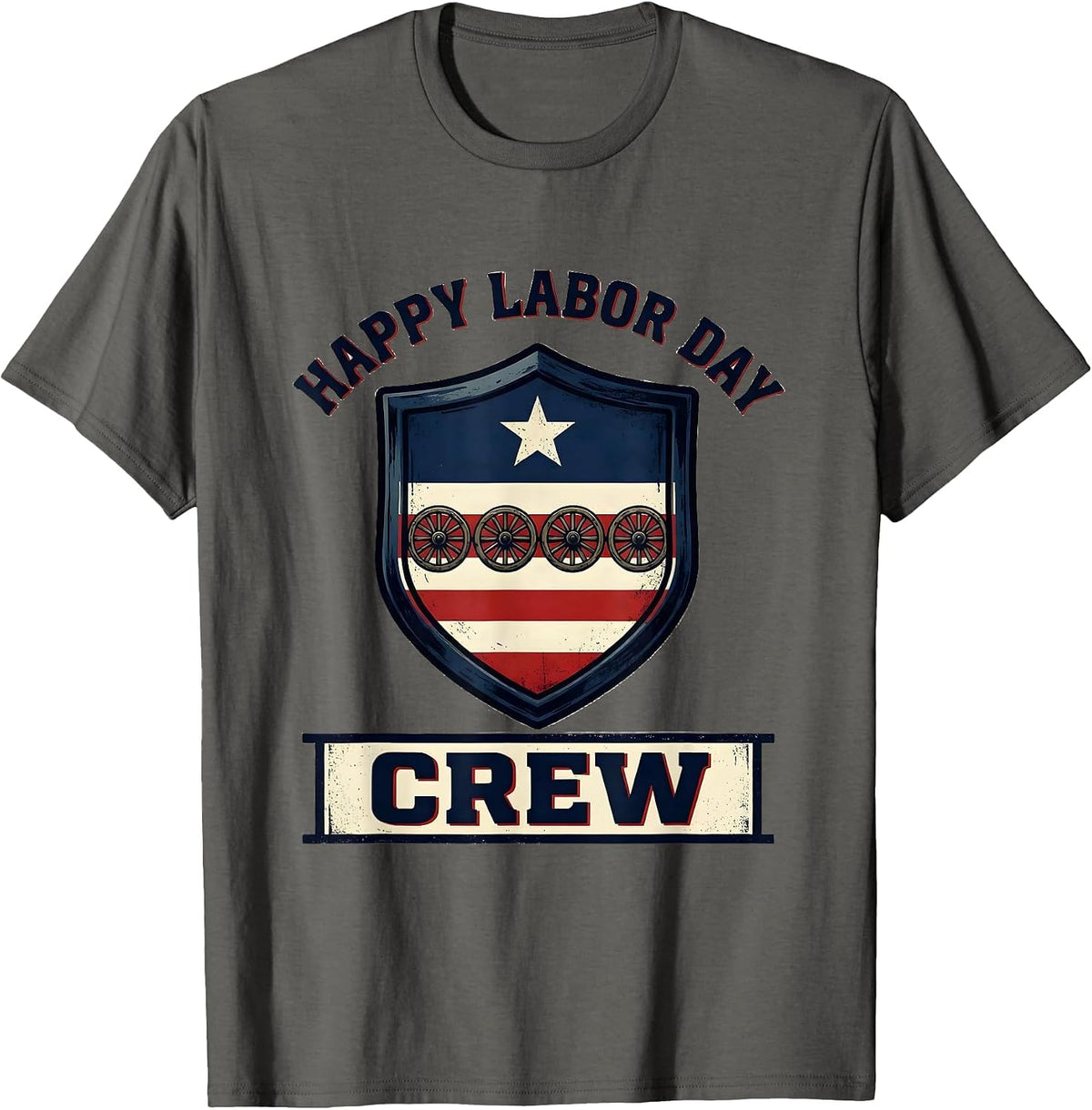 Men's Happy Labor Day Crew Patriotic Americana Labor Day Gift T-Shirt - Asphalt Grey