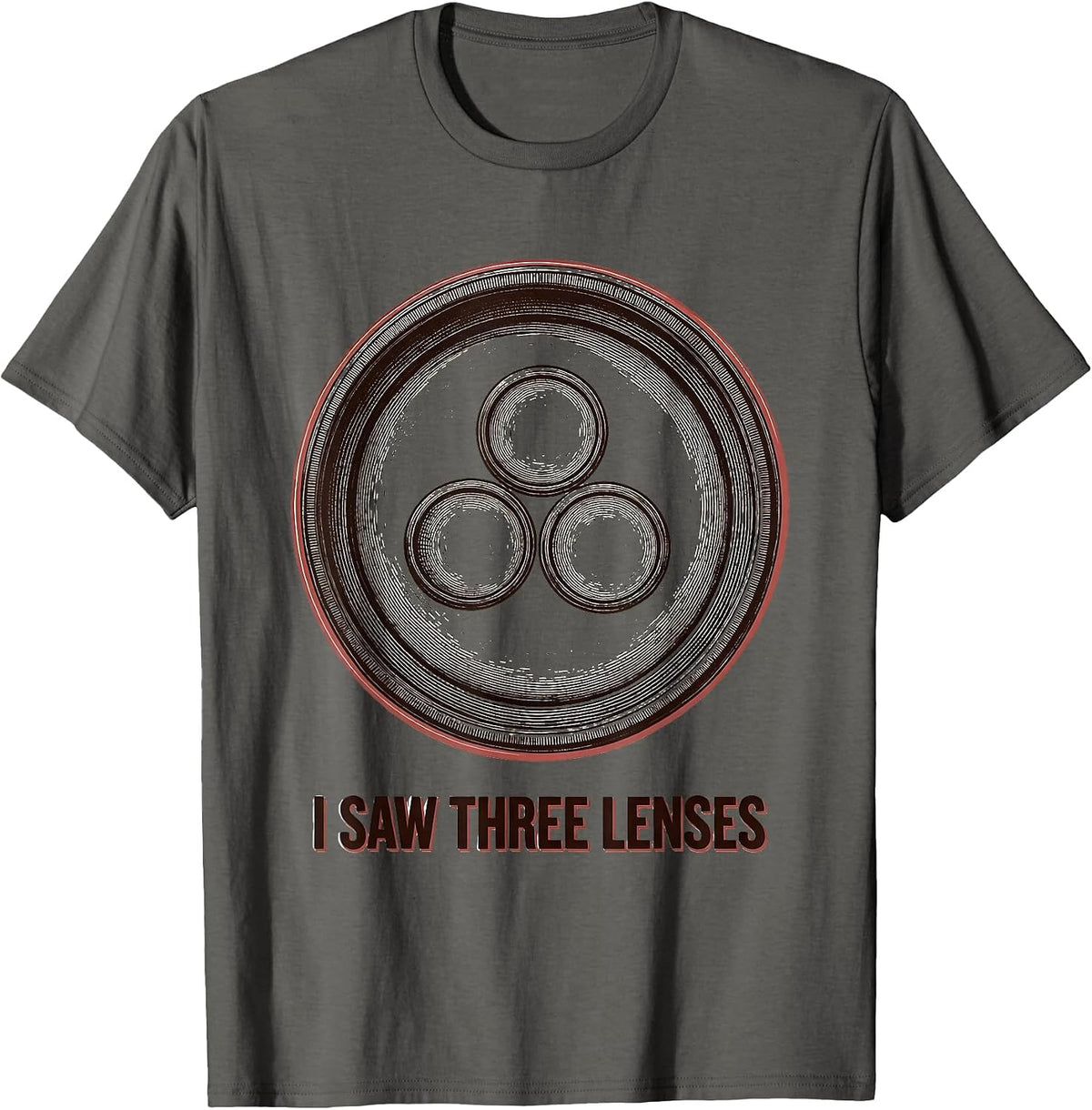 Men's I Saw Three Lenses Funny Optometrist Eye Doctor Christmas T-Shirt - Asphalt Grey