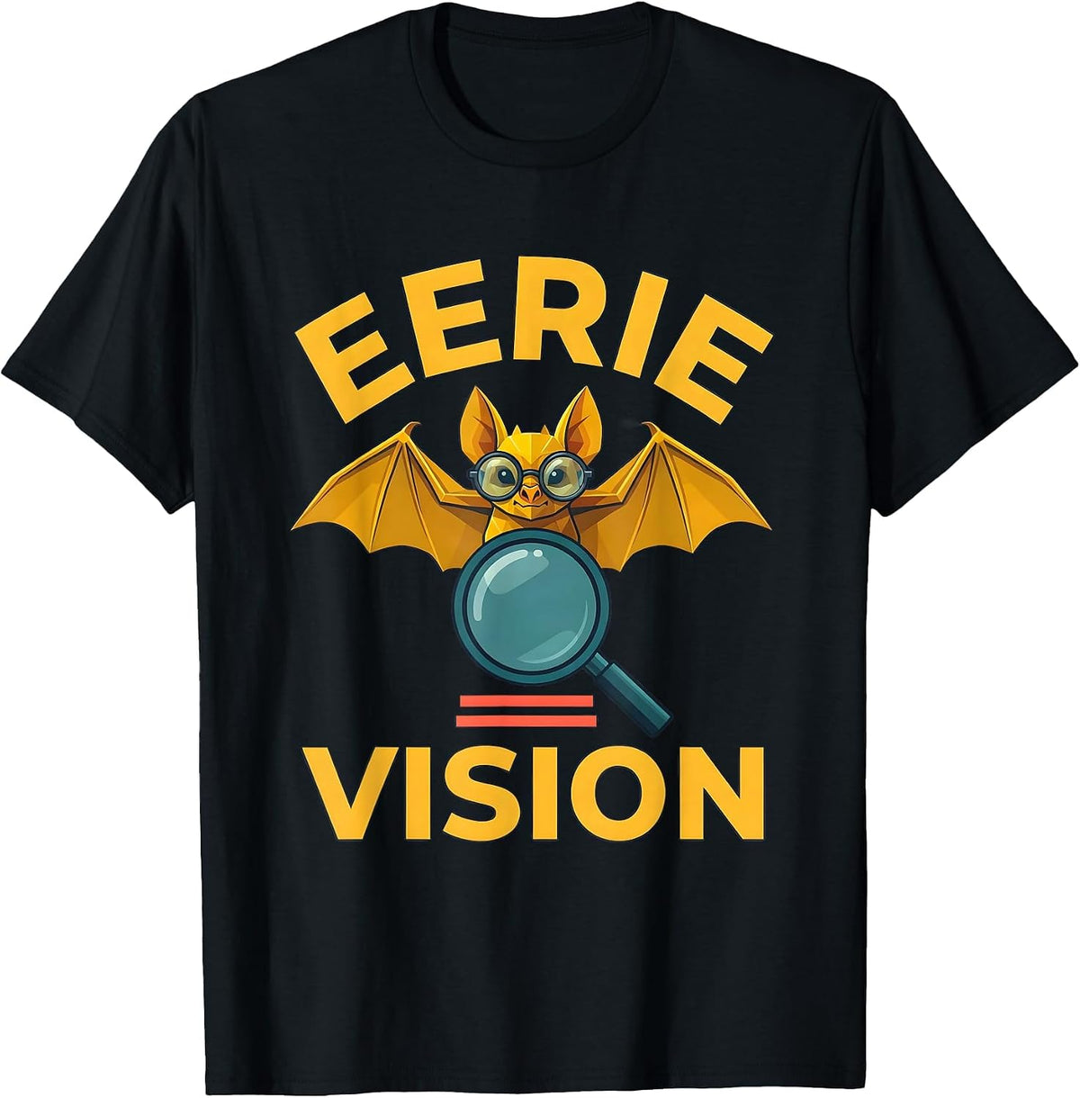 Men's Eerie Vision Flat Vector Halloween Optometrist Eye Doctor T-Shirt - Black