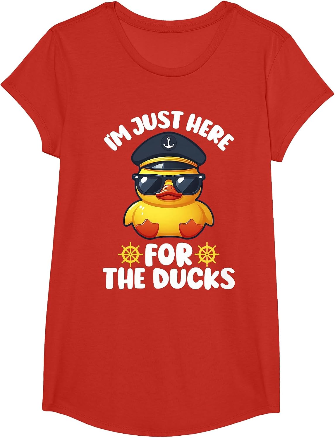 I'm Just Here for the Ducks Funny Cruising Matching Group T-Shirt - Girls Red