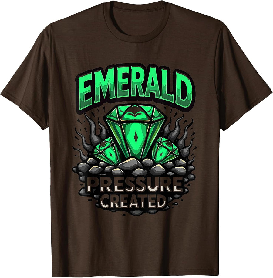 Emerald Gems Pressure Created Diamond St Patricks Design T-Shirt - Brown