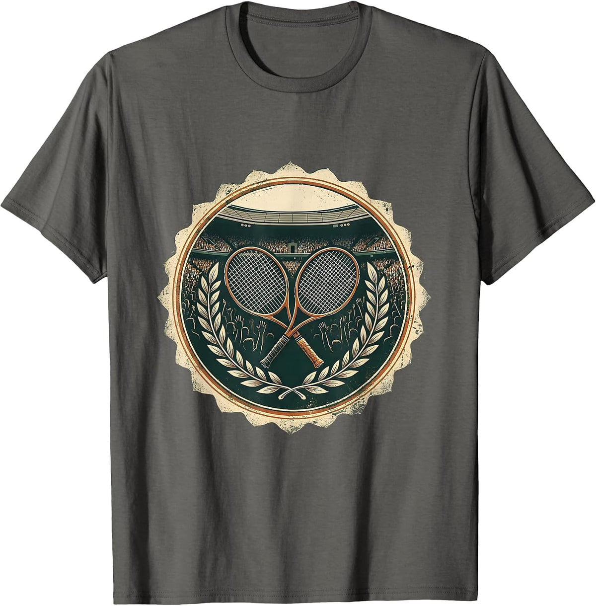 Grand Slam Stadium Tennis Crowd Illustration T-Shirt - Asphalt Grey
